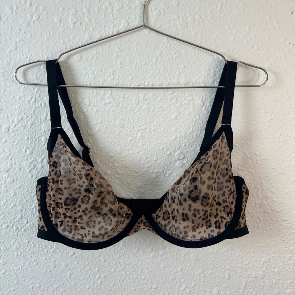 CUUP Sheer Leopard Mesh Underwire Bra – Size 36E